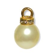 Vedhæng i perlelook. Med rhinstens rondel. 15 mm. Lysegul